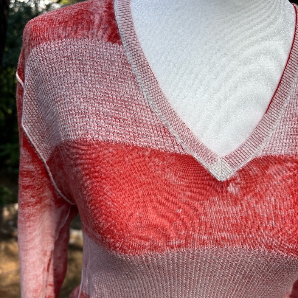 KOKUN V Neck Striped Sweater - Picture 11 of 13